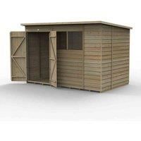 10' x 6' Forest 4Life 25yr Guarantee Overlap Pressure Treated Double Door Pent Wooden Shed (3.11m x 2.04m)