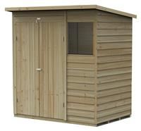 6' x 4' Forest 4Life 25yr Guarantee Overlap Pressure Treated Double Door Pent Wooden Shed (1.98m x 1.39m)