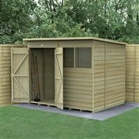 8' x 6' Forest 4Life 25yr Guarantee Overlap Pressure Treated Double Door Pent Wooden Shed (2.51m x 2.04m)