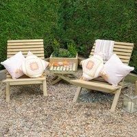 Forest Slatted Wooden Garden Table and Chairs Set 2'3 x 3'11 (0.68m x 1.19m)