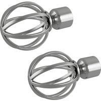 Rothley Baroque 25mm Cage Orb Curtain Pole Finials (Pair) - Brushed Silver
