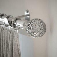 Rothley Baroque 25mm Cage Orb Curtain Pole Finials (Pair) - Brushed Silver