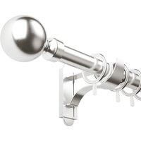 Rothley Extendable Curtain Pole Kit with Solid Orb Finials - Brushed Stainless Steel 71-120cm