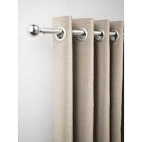 Rothley Extendable Curtain Pole Kit with Solid Orb Finials - Brushed Stainless Steel 125-216cm