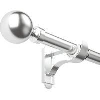 Rothley Extendable Curtain Pole Kit with Solid Orb Finials - Brushed Stainless Steel 125-216cm