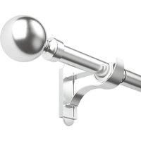 Rothley Extendable Curtain Pole Kit with Solid Orb Finials - Brushed Stainless Steel 165-300cm