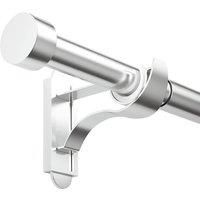 Rothley Extendable Curtain Pole Kit with Stud Finials - Brushed Stainless Steel 71-120cm