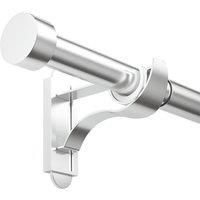 Rothley Extendable Curtain Pole Kit with Stud Finials - Brushed Stainless Steel 125-216cm