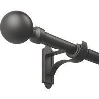 Rothley Extendable Curtain Pole Kit with Solid Orb Finials - Matt Black 71-120cm