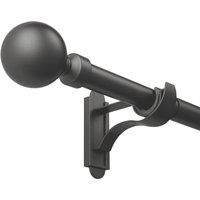 Rothley Extendable Curtain Pole Kit with Solid Orb Finials - Matt Black 125-216cm