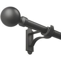 Rothley Extendable Curtain Pole Kit with Solid Orb Finials - Matt Black 165-300cm