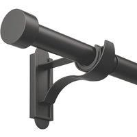 Rothley Extendable Curtain Pole Kit with Stud Finials - Matt Black 125-216cm