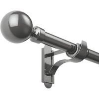 Rothley Extendable Curtain Pole Kit with Stud Finials - Shiny Gun Metal 71-120cm