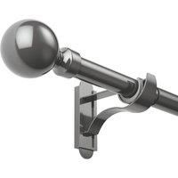 Rothley Extendable Curtain Pole Kit with Solid Orb Finials - Shiny Gun Metal 125-216cm