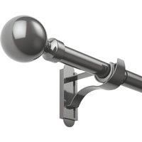 Rothley Extendable Curtain Pole Kit with Solid Orb Finials - Shiny Gun Metal 165-300cm