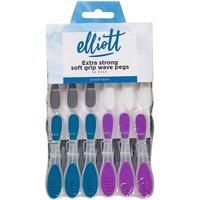 Elliotts Extra Strong, Soft Grip, Wave Pegs, 24 Pack, Assorted Colours, BPA Free Laundry Pegs, Everyday Essential Item