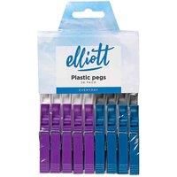 Elliott Plastic Pegs with Metal Spring, Assorted Colours, 36 Pack, Everyday Laundry Essential, Multi-colour Pack