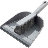 Elliott Dustpan and Brush Set, Durable Plastic Pan with Rubber Lip for easy pick up, Soft Nylon Fibres Ideal for Indoor Cleaning including Carpets, BPA Free in a Silver Colour