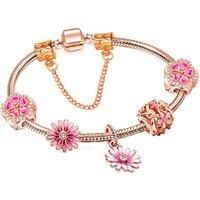 Rose Gold Daisy Charm Bracelet - 3 Or 5 Beads