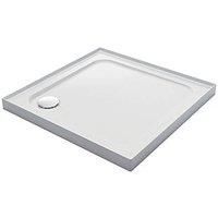 Mira Flight Low Square Stone Resin Shower Tray 900 x 900mm with Corner Waste - 4 Upstands