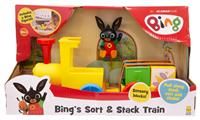 Bing Train, sort and stack train is a pull along train that pulls a trailor of building blocks to stack and create pictures with, along with a Bing figure. Perfect Bing toys for toddlers.