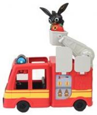 Bing Toys Push-Along Fire Engine, Lights, Sounds and Lifting Turning Ladder With Bing Figurine to Drive or Ride in Bucket 18m+