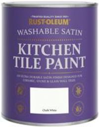 Rust-Oleum White water resistant Kitchen Tile Paint in Satin Finish - Chalk White 750ml
