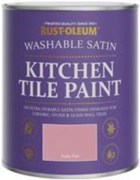 Rust-Oleum Pink water resistant Kitchen Tile Paint in Satin Finish - Dusky Pink 750ml
