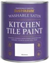 Rust-Oleum White water resistant Kitchen Tile Paint in Satin Finish - Moonstone 750ml