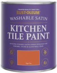 Rust-Oleum Orange water resistant Kitchen Tile Paint in Satin Finish - Tiger Tea 750ml