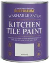 Rust-Oleum Grey water resistant Kitchen Tile Paint in Satin Finish - Winter Grey 750ml
