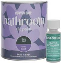 Rust-Oleum Black Water-Resistant Bathroom Tile Paint in Satin Finish - Black Sand 750ml