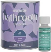 Rust-Oleum Blue Water-Resistant Bathroom Tile Paint in Satin Finish - Ink Blue 750ml