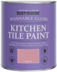 Rust-Oleum Pink Water-Resistant Kitchen Tile Paint in Gloss Finish - Dusky Pink 750ml