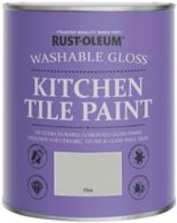 Rust-Oleum Grey Water-Resistant Kitchen Tile Paint in Gloss Finish - Flint 750ml