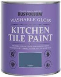 Rust-Oleum Blue Water-Resistant Kitchen Tile Paint in Gloss Finish - Ink Blue 750ml