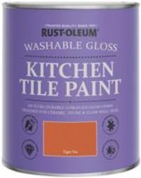 Rust-Oleum Orange Water-Resistant Kitchen Tile Paint in Gloss Finish - Tiger Tea 750ml