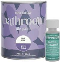 Rust-Oleum White Water-Resistant Bathroom Tile Paint in Gloss Finish - Chalk White 750ml
