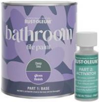 Rust-Oleum Green Water-Resistant Bathroom Tile Paint in Gloss Finish - Deep Sea 750ml
