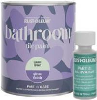 Rust-Oleum Green Water-Resistant Bathroom Tile Paint in Gloss Finish - Laurel Green 750ml