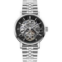 Ingersoll Ingersoll Charles Black And Silver Detail Skeleton Automatic Dial Stainless Steel Bracelet Watch