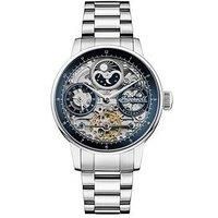 Ingersoll The Jazz Mens 42mm Automatic Moonphase Watch with Blue Skeleton Dial and Silver Stainless Steel Bracelet I07707