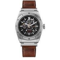 Ingersoll 1892 The Scovill Automatic Mens Watch Black Dial And Brown Leather Strap