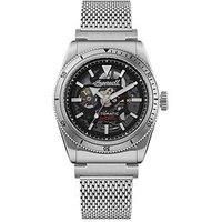 Ingersoll 1892 The Scovill Mens 43mm Automatic Watch with Black Skeleton Dial and Silver Stainless Steel Strap I13903