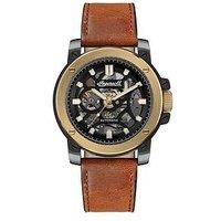 Ingersoll Ingersoll 1892 The Freestyle Automatic Mens Watch With Black Dial And Horween Brown Leather Strap - I14402