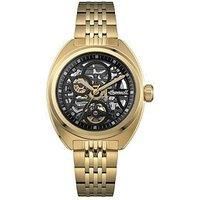 Ingersoll The Wrangler Mens 51mm Automatic Watch with Black Skeleton Dial and Gold Stainless Steel Bracelet I16902
