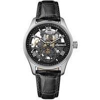 Ingersoll The Maverick Mens 48mm Automatic Watch with Black Dial and Black Leather Strap I17401