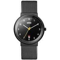 Braun Men/'s Quartz Watch with Black Dial Analogue Display and Black Mesh Bracelet BN0032BKBKMHG