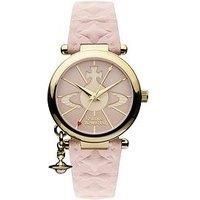 Vivienne Westwood Women's Orb II Quartz Watch with Pink Dial Analogue Display and Leather Strap VV006PKPK
