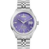 Vivienne Westwood Little Camberwell Quartz Watch With Purple Dial And Stainless Steel Bracelet